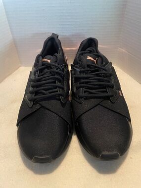 Puma Black Sneakers with Rose Gold Accents